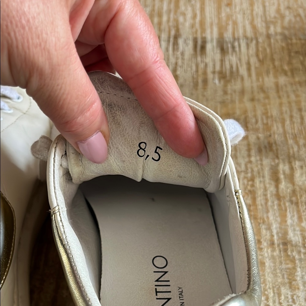 Valentino White and Gold Sneakers - Picture 8 of 9